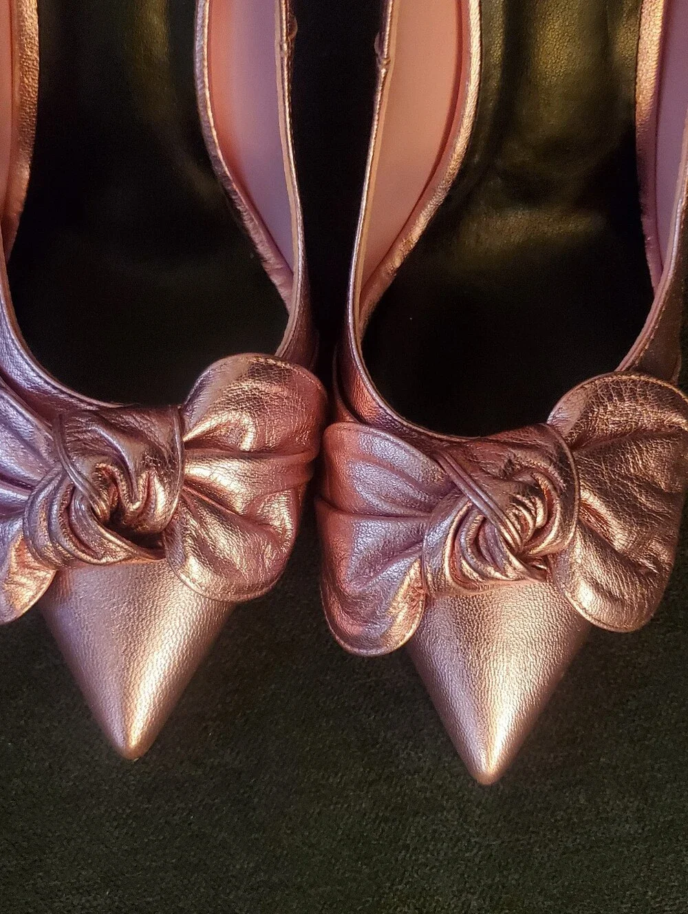 Ted Baker RYAL Metallic Pink Pointed-Toe Bow Stiletto Pumps - Women SZ 9.5